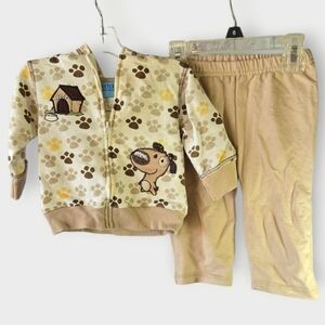Carter’s Baby Boy Dog Hoodie & Sweatpants Set 6–9 Months Matching Winter Outfit
